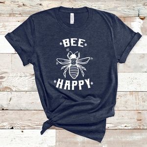 Bee Happy Graphic Tee Bumble Bee Shirt for Women